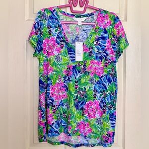 NWT Lilly Pulitzer X Disney Parks Dreamin Minnie Daisy V Neck Tee Large